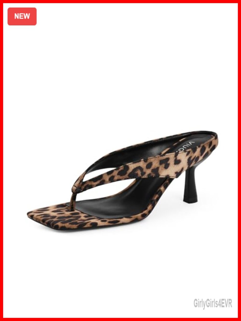 Women's Square Toe Thong Kitten Heel Sandals Faux Leather Slip On Heels